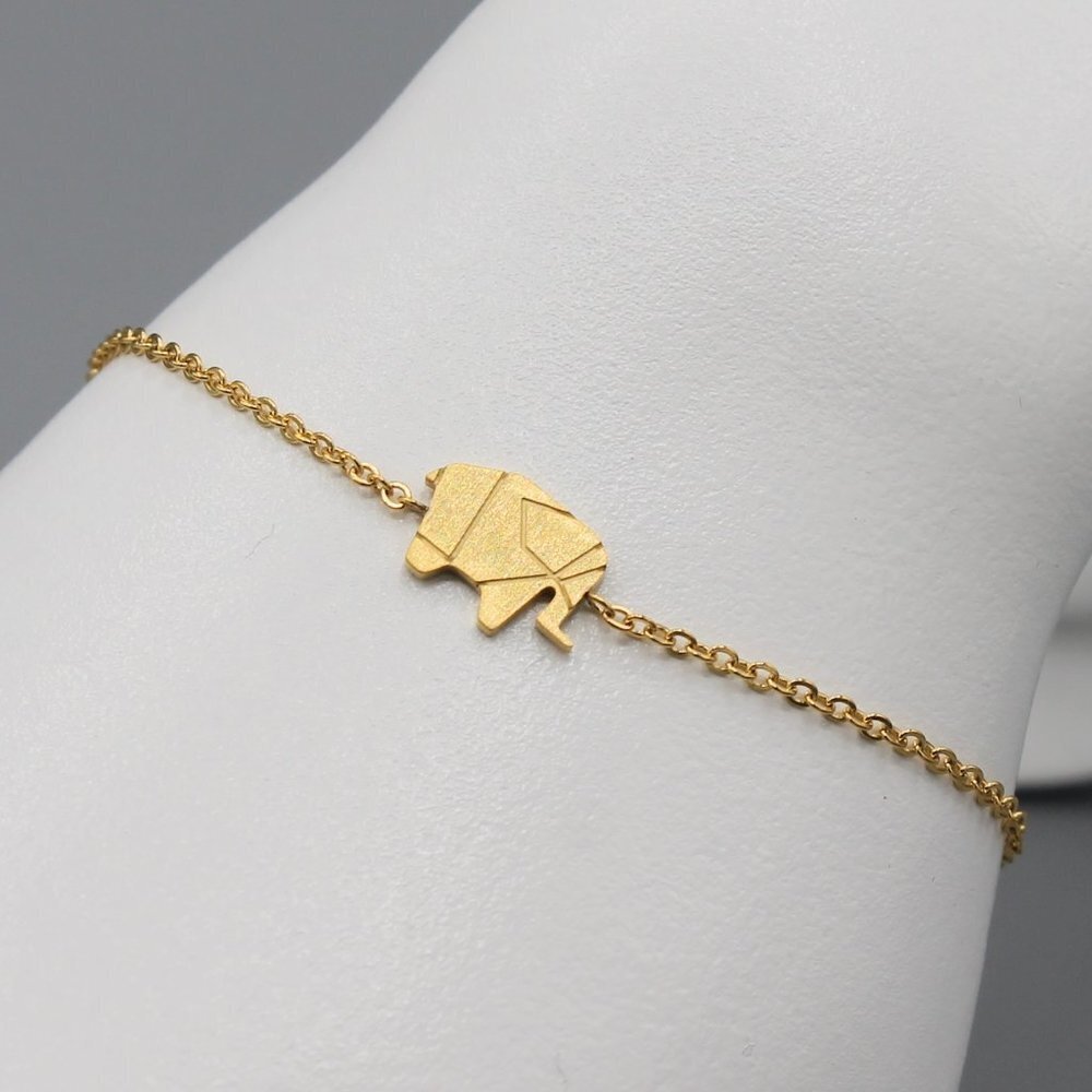 Jewelry bracelet elephant animal good luck lucky yellow gold tone dainty new
